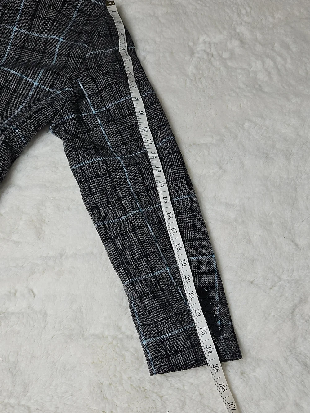 Men's Gray Plaid 3 Piece Suit with Light Blue Windowpane